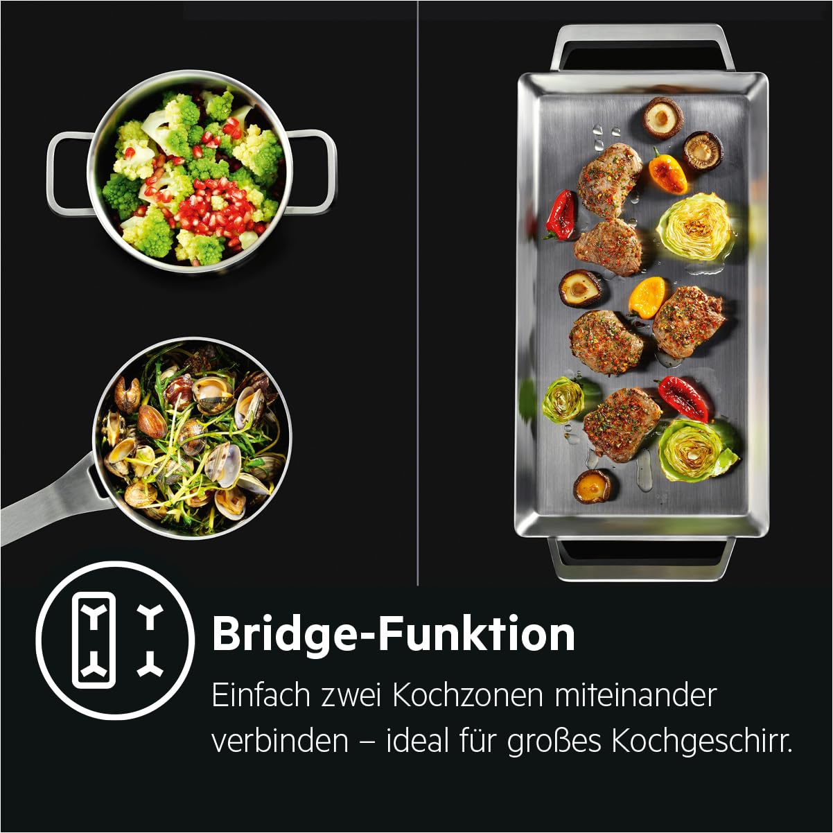 AEG Standherd mit Induktions-Kochfeld 60 cm Hob²Hood Pyrolyse SoftClosing Touch-Bedienung CIB6499APB