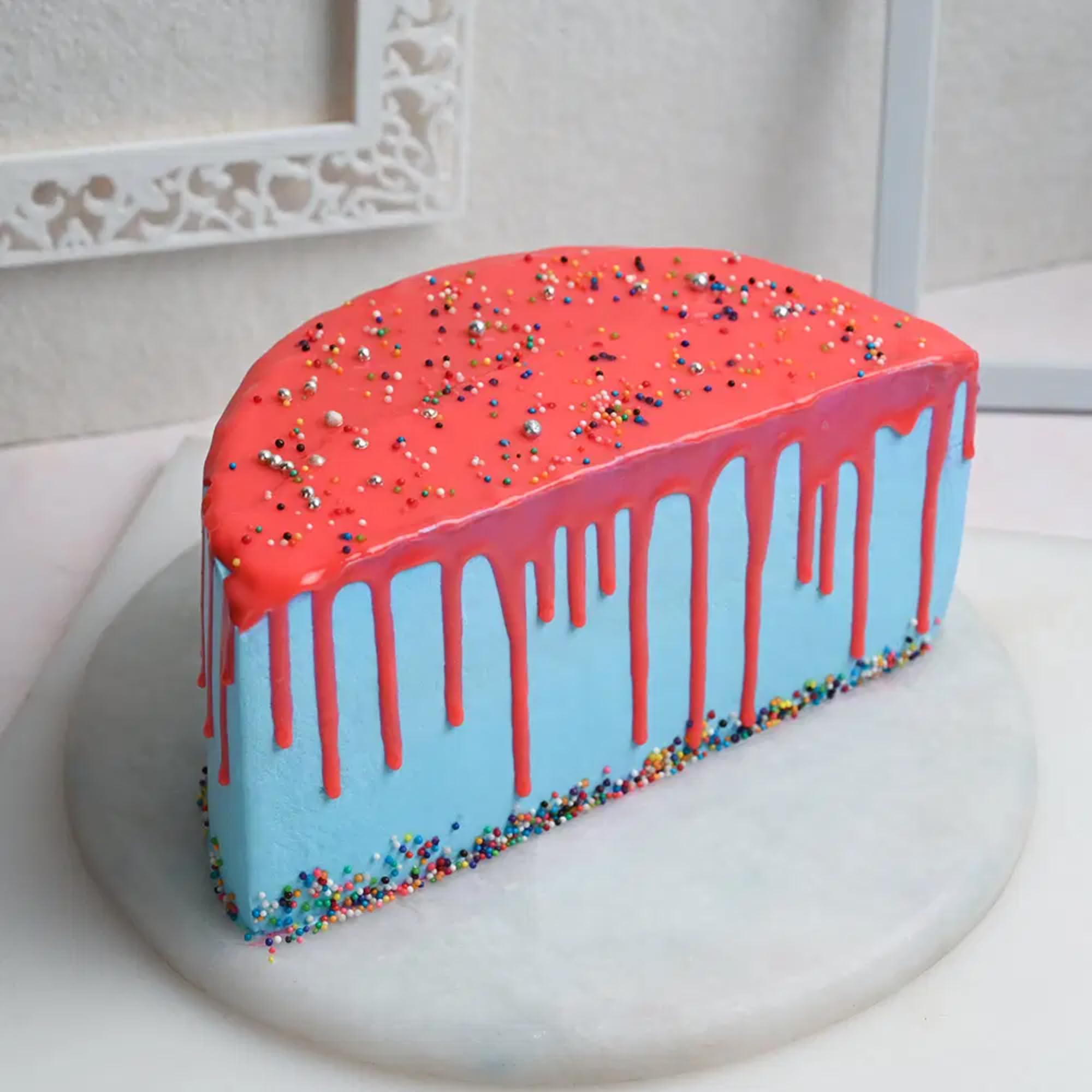 Bakingo 2Kg Delicious Silky Smooth Fresh Colorful Sprinkle Strawberry Half Cake For Birthday & Anniversary Cake, Valentine Day Cake, Mother's Day Cake, Father's Day Cake (Same Day Delivery)-image-47