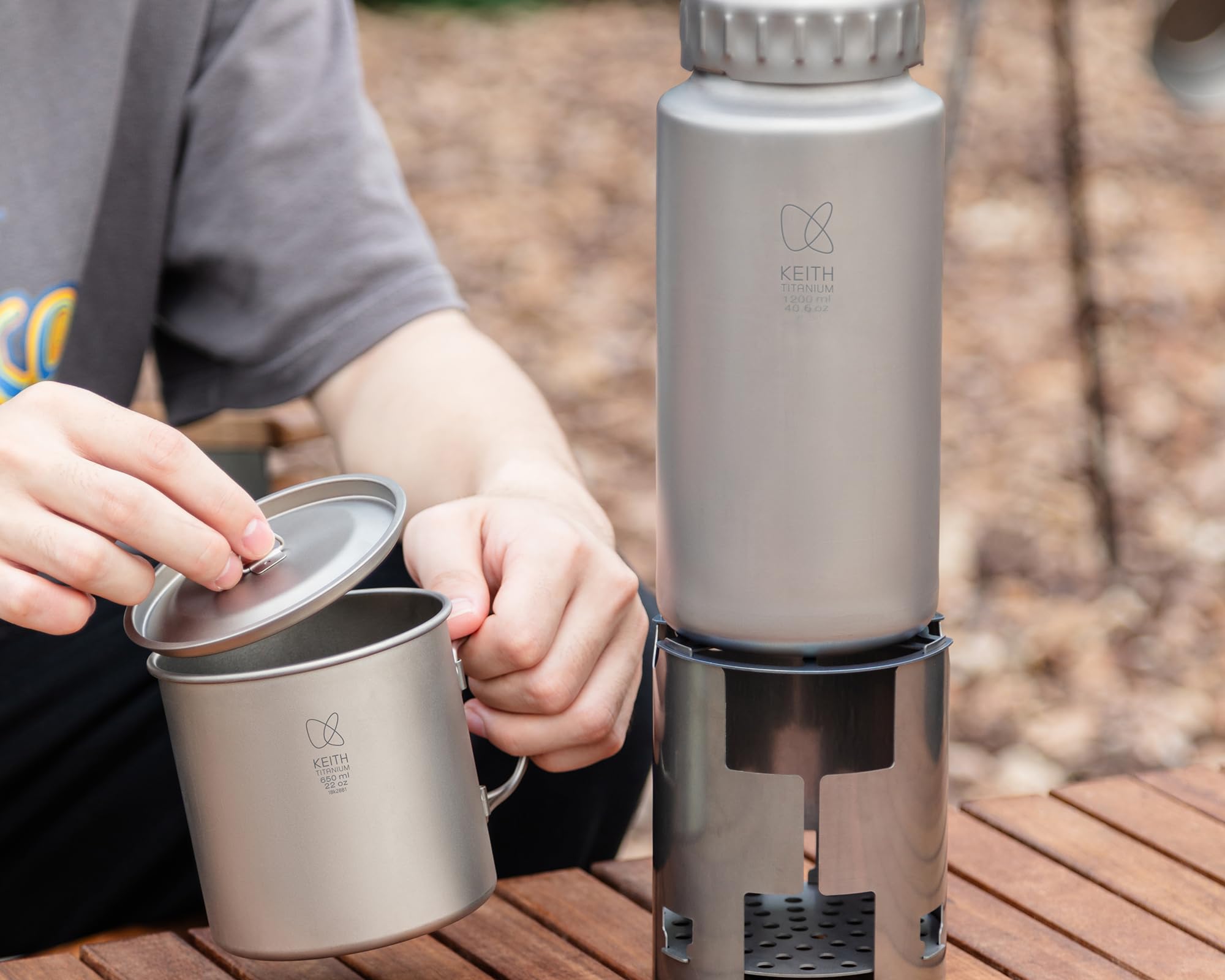 Amazon.co.jp: KEITH 純チタン キャンティーン 軽量 1200ml水筒+650ml
