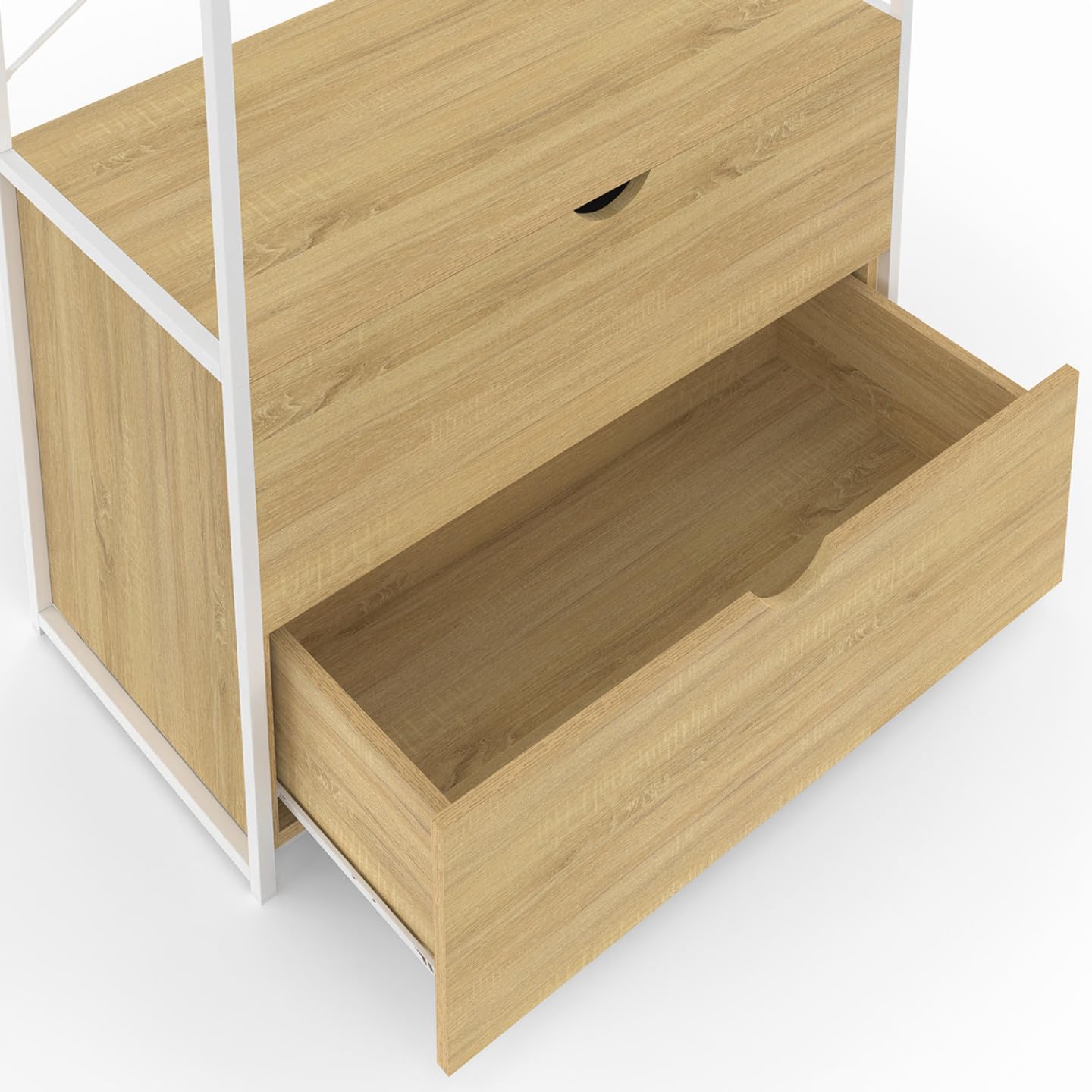 IDMarket - Armario para ropa con 2 cajones L. 80 cm DETROIT diseño industrial en madera y metal blanco