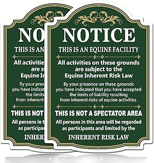 Equine Liability Sign 2 Pack, 10 x 14 inches Rust Free Aluminum Horse Barn Stable Farm Sign, UV Protected, Fade Resistant
