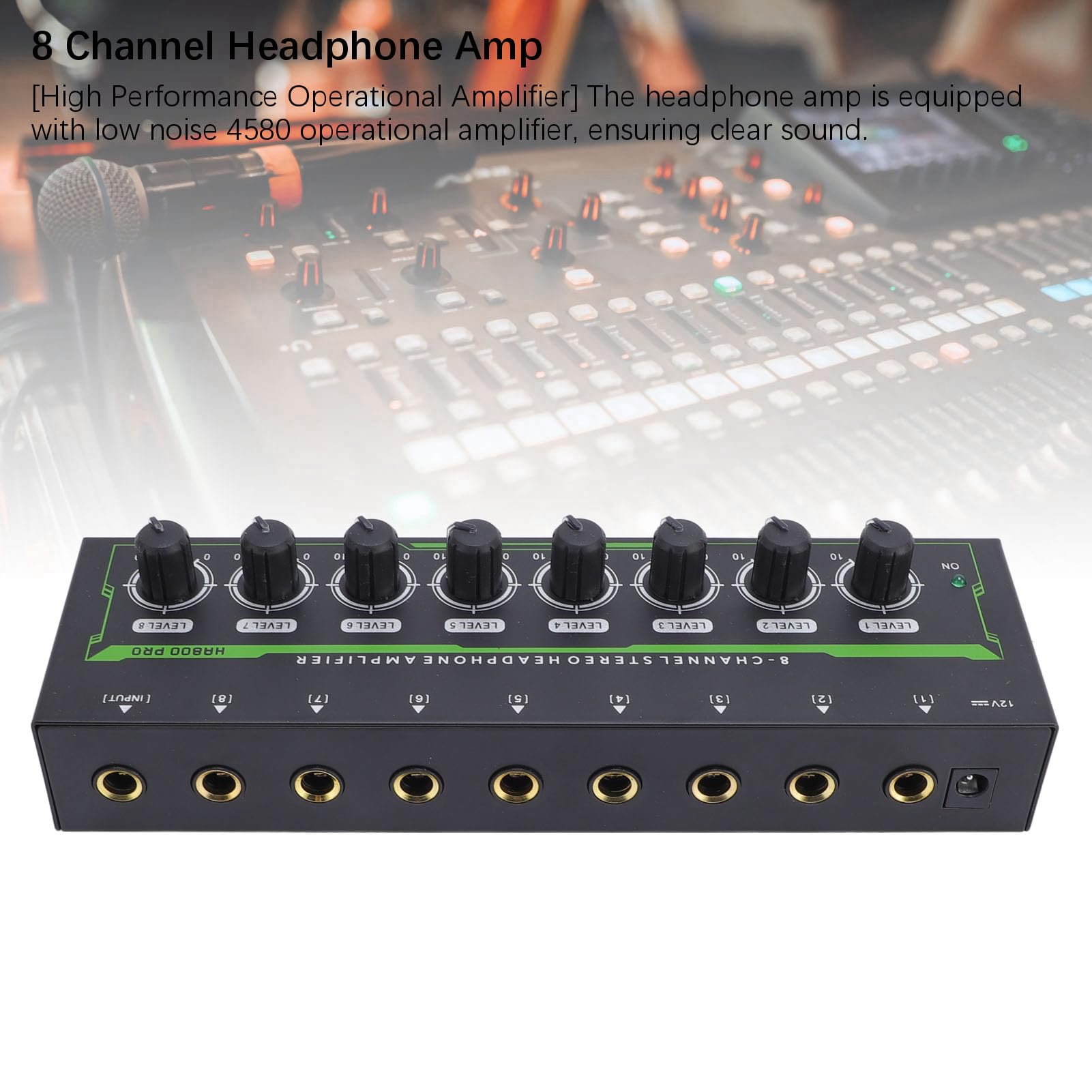 Amplificador de Auriculares con luz RGB con Amplificador operacional 4580 de bajo Ruido, un Amplificador de Auriculares estéreo de 8 Canales con Control de Volumen
