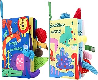 Vuxava (Libro Bebe Interactivo Tela) 2 uds – Libro de Tela para Bebé 0‑3‑6‑12 meses, Sensorial Montessori con Texturas 3D – Juguetes Bebés 6‑12 meses, gimnasio bebe, regalo bebe