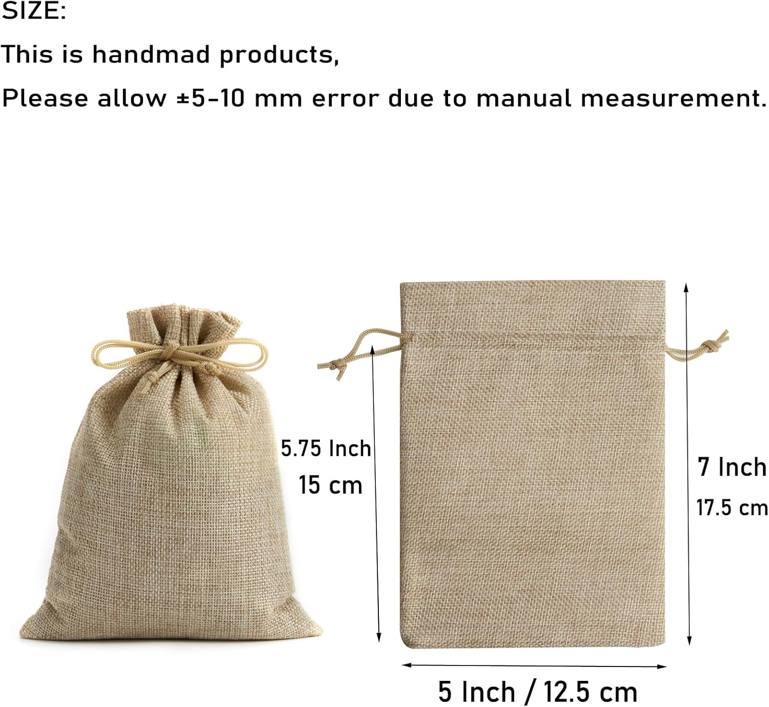 Tendwarm 20 Pcs 5x7 Inch Burlap Gift Bags with Drawstring Recyclable Linen Sacks Jewelry Bag for Wedding Party Favors DIY Craft - Image 2