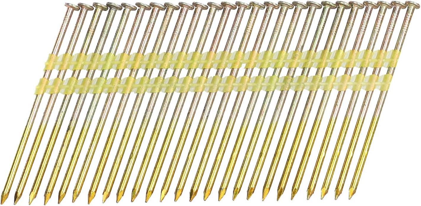 Framing Nails,21°Round Head Nail Pack,Galvanized Nails,Smooth Shank for 20 to 22 Degree Framing Nailers(3-1/2'':1000PCS)