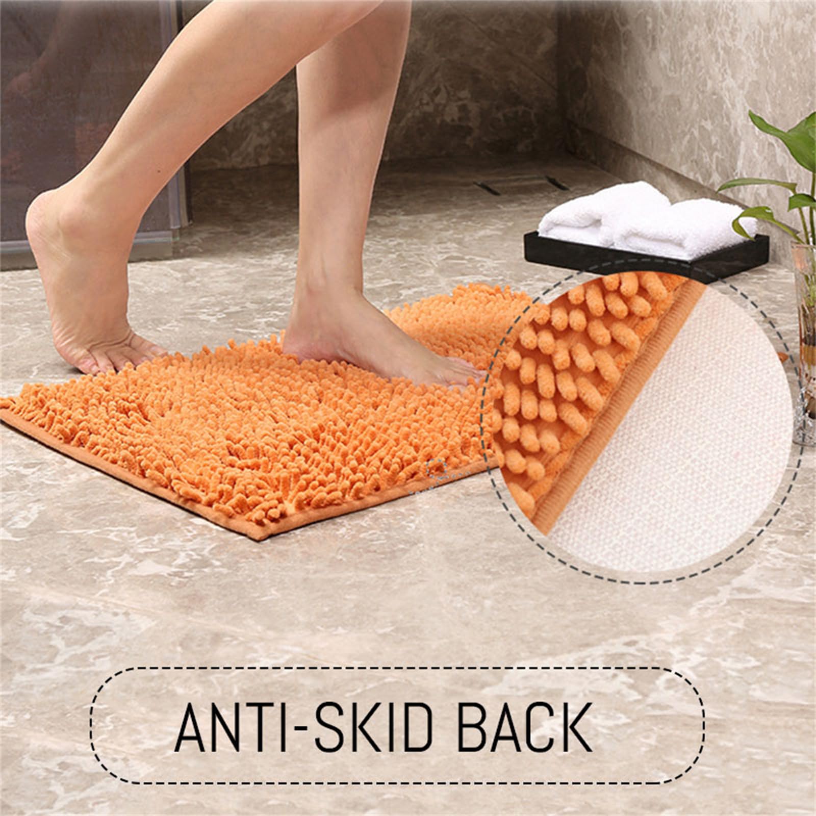 Tapis de bain en chenille doux et confortable, antidérapant, lavable en machine, pour salle de bain, 70 x 140 cm, idéal décoration d'intérieur, absorbant, séchage rapide, design antidérapant