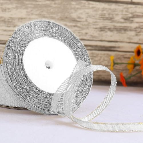 Miniatura 5 de 4 rollos de cinta metálica con purpurina, cinta dorada y plateada con purpurina para regalos, bodas, fiestas, cumpleaños, lazos para el cabello,