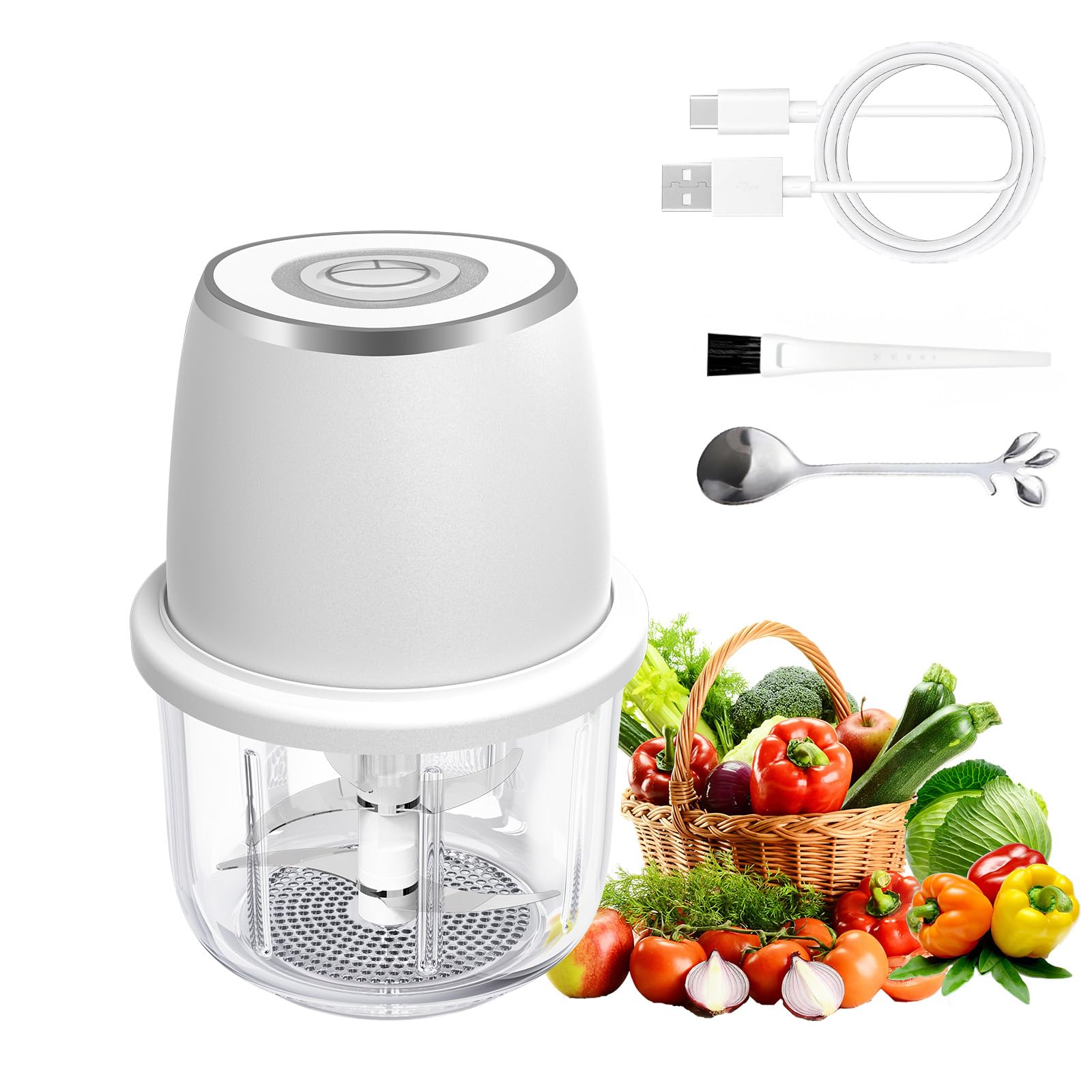 Photo 1 of Electric Mini Garlic Chopper, Mini Food Chopper & 350ml Portable Cordless USB Rechargeable Garlic Chopper, Best Mini Chopper for Onion, Herb, Nut, Easy to Clean Glass Container ?Witer)
