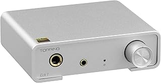 Topping DX1 Mini Stereo DAC Headphone Amplifier Combo - 280mW x2 Powerful Output Two-Stage GAIN Switch USB Chargable Discrete LNRD AK4493S XU208 384kHz/32bit Native DSD256 HiFi Home Audio (DX1, Sliver)