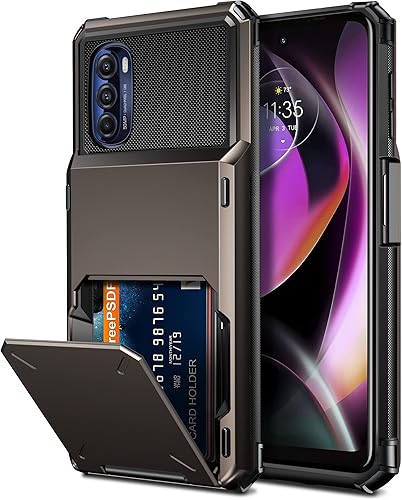 Vofolen Funda tipo cartera para tarjeta de crédito de 4 tarjetas, ranura para identificación, resistente a los arañazos, de doble capa, carcasa