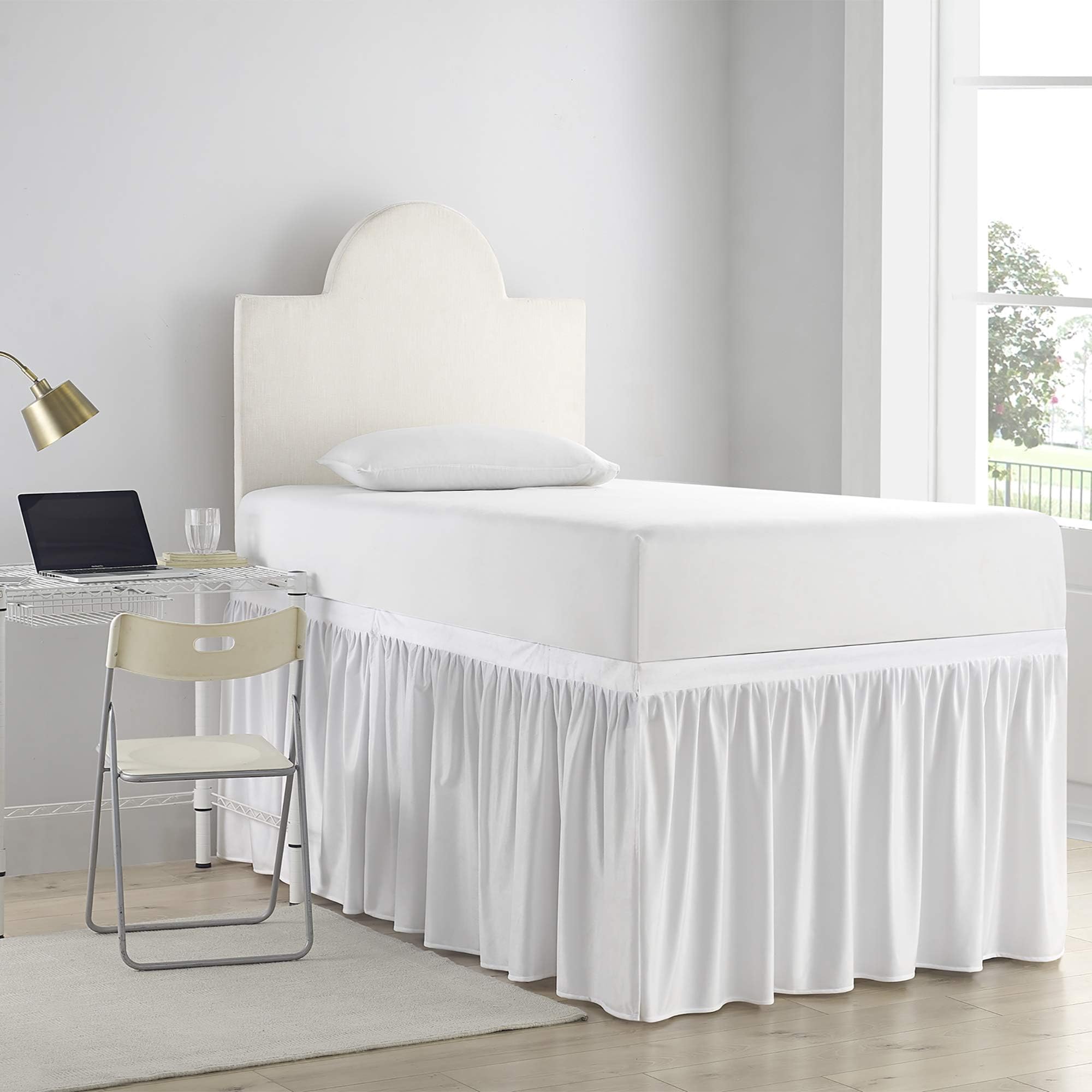 Bed Skirt Twin XL (3 Panel Set) White Home & Kitchen