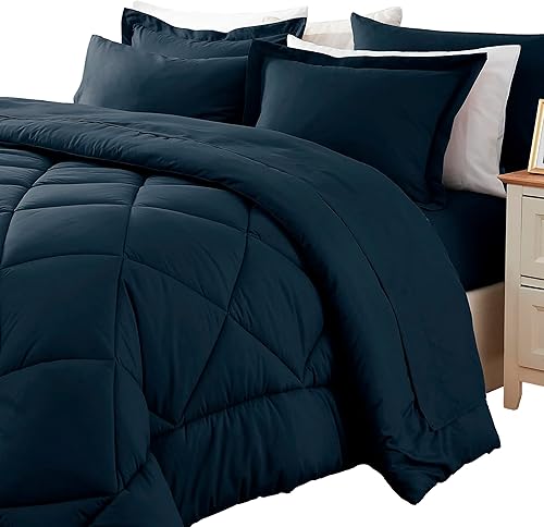 Miniatura 8 de Sleepdown Juego de edredón Queen con sábanas de 7 piezas, cama reversible en una bolsa para todas las estaciones, juegos de ropa de cama Queen con