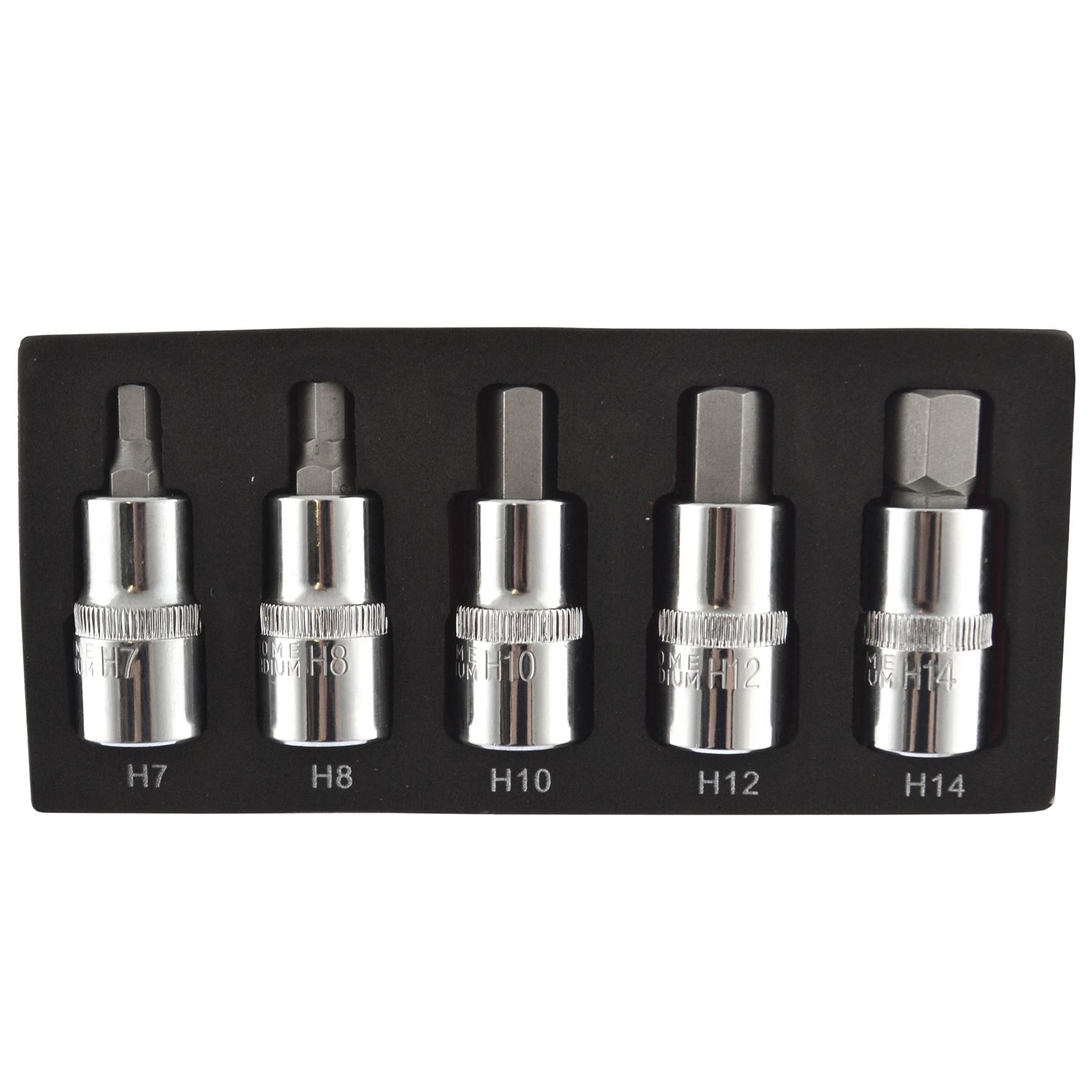 Hex/Allen Sockets Key Bits 1/2" Drive Metric Sizes 7mm - 14mm 5pcs AN093
