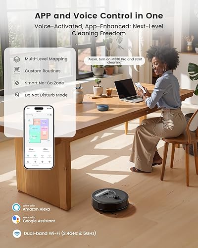 Miniatura 8 de Lefant LiDAR Robot Vacuum and Mop, 450ml Visible Dustbin, Upgraded 190° PSD Obstacle Avoidance, Customized Cleaning, Multi-Floor Mapping, 150 Mins