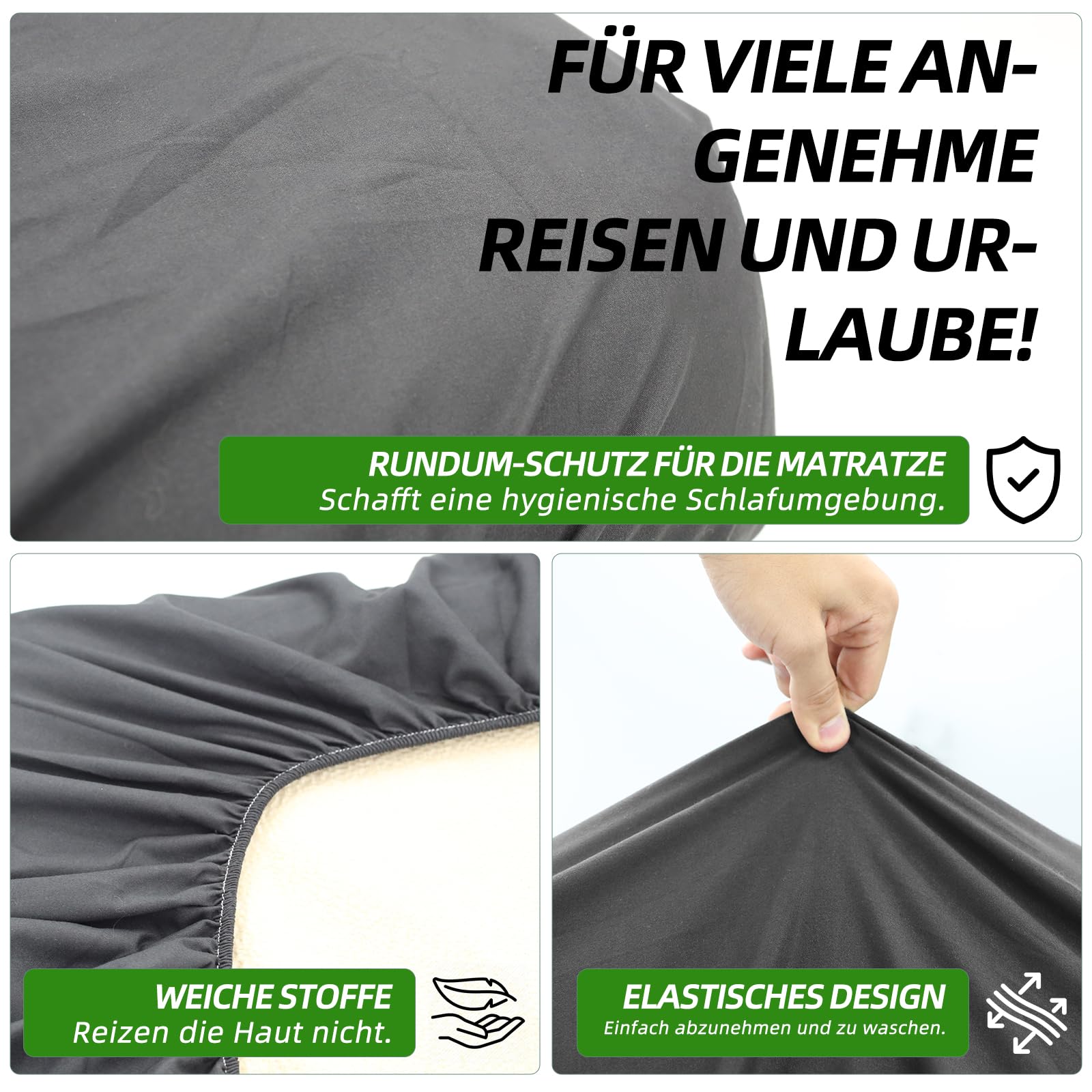 Juego de sábanas bajeras de 4 piezas con colchón central, juego de sábanas para caravana Volkswagen California/Mercedes-Benz Marco Polo/Fiat Ducato (gris humo)