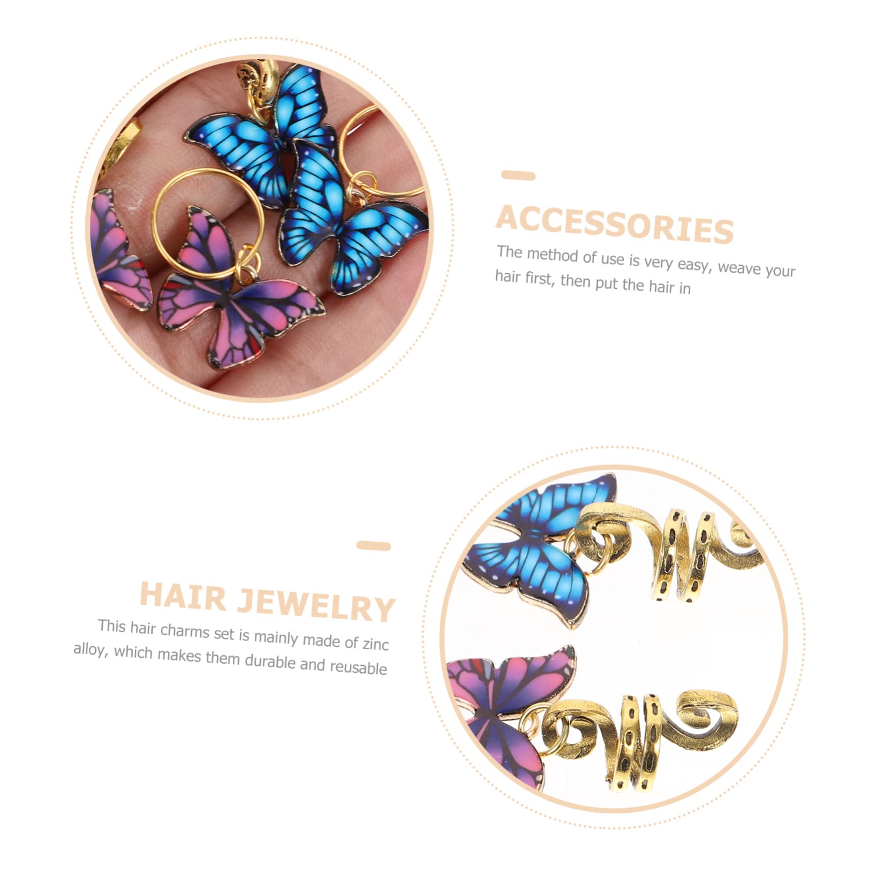 60 Piezas Rastas Africanas Anillos Para El Cabello Pinzas Para El Cabello De Puños De Rastas Puños De Pelo Pinzas Para Rastas Miedo Aleación De Zinc Colgante Chica