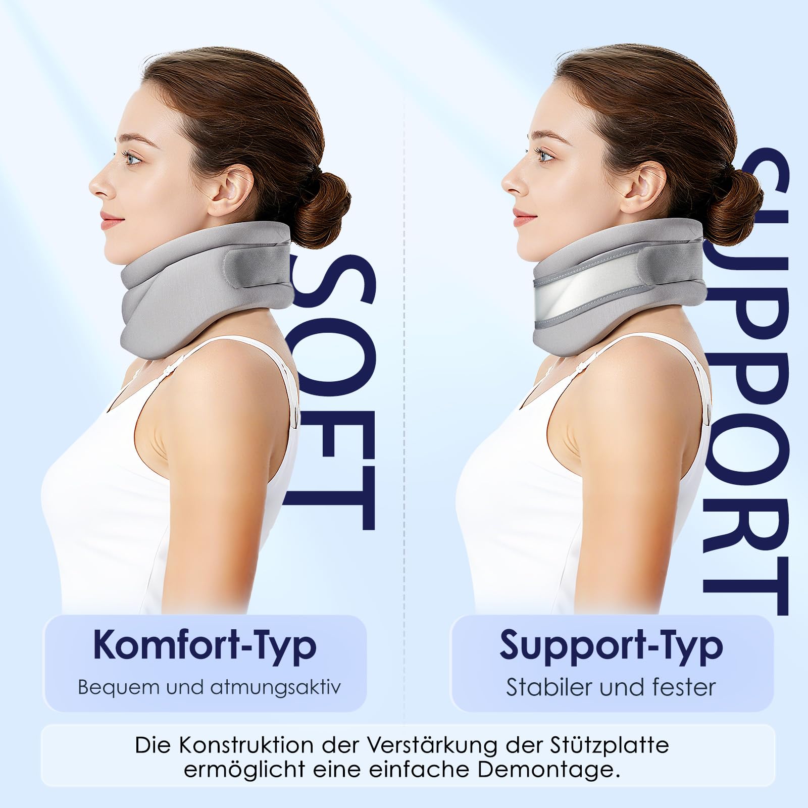 babaka Halskrause Mensch, Nackenstütze gegen Nackenschmerzen und zur Unterstützung, weiche Nackenstütze für Damen und Herren, Nackenstütze mit Stützpolster, Nackenstütze zum Schlafen (L,15"-18.9")