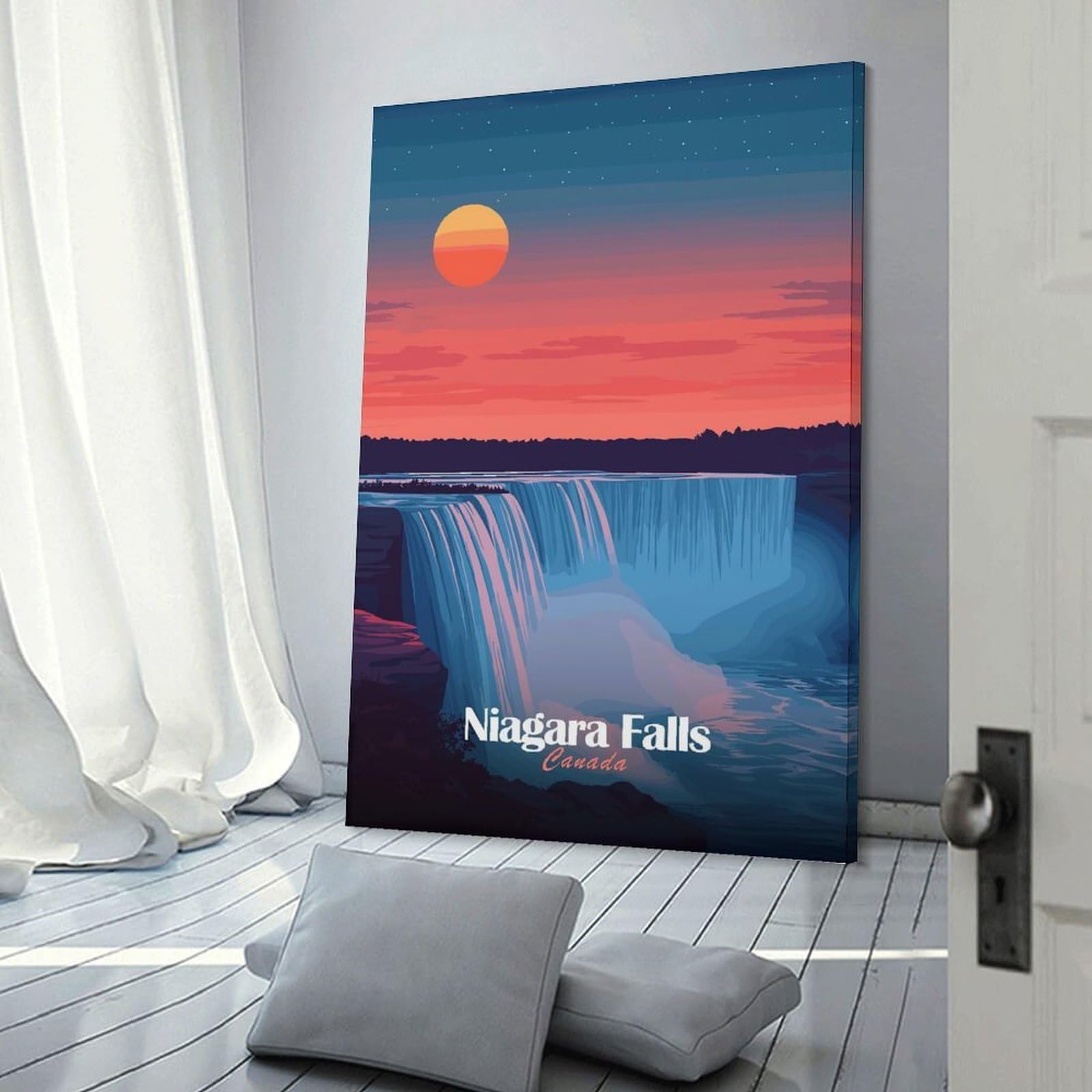 Junmoney Wall Picture Print Niagara Falls Sunset, 20x30inch(50x75cm), for Living Room, Lounge Or Sitting Room, A Home Accent with Warm Character