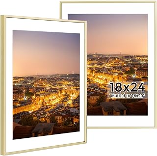 Golden State Art 18x24 Gold Aluminum Frame, For 16x20 Photo, With Mat