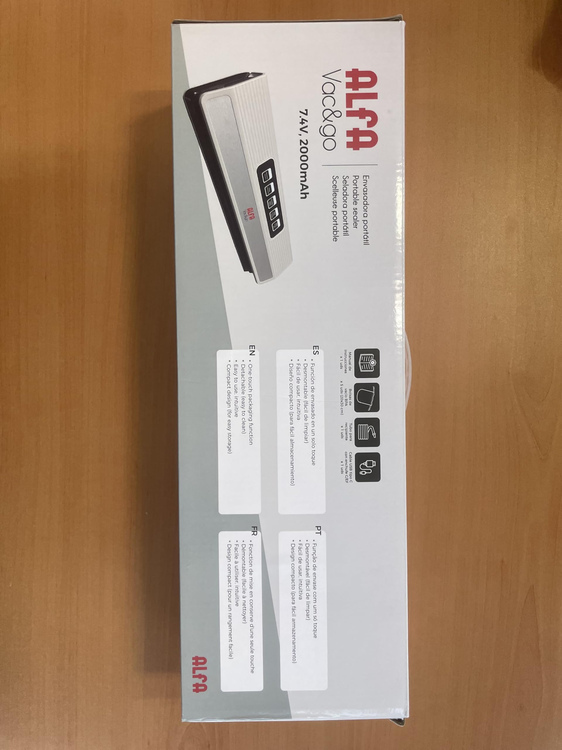 Alfa Envasadora al vacío portátil con Batería de litio VAC&GO con carga por cable USB-C