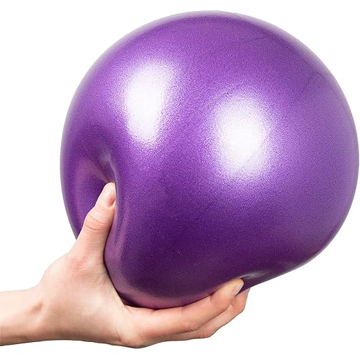 PRANIJ Durable Small Soft Yoga Exercise Balls with Inflatable Straw, Mini Pilates Ball 23 CM/9 Inchs for Core Training Exercise (Purple)