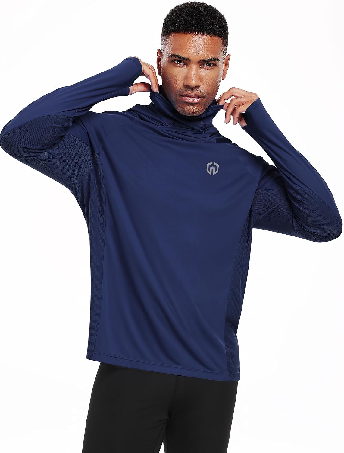 NELEUS UPF 50+ Sun Shirt for Men's Fishing Long Sleeve Hooded Rash Guard Hiking Bike Hoodie
