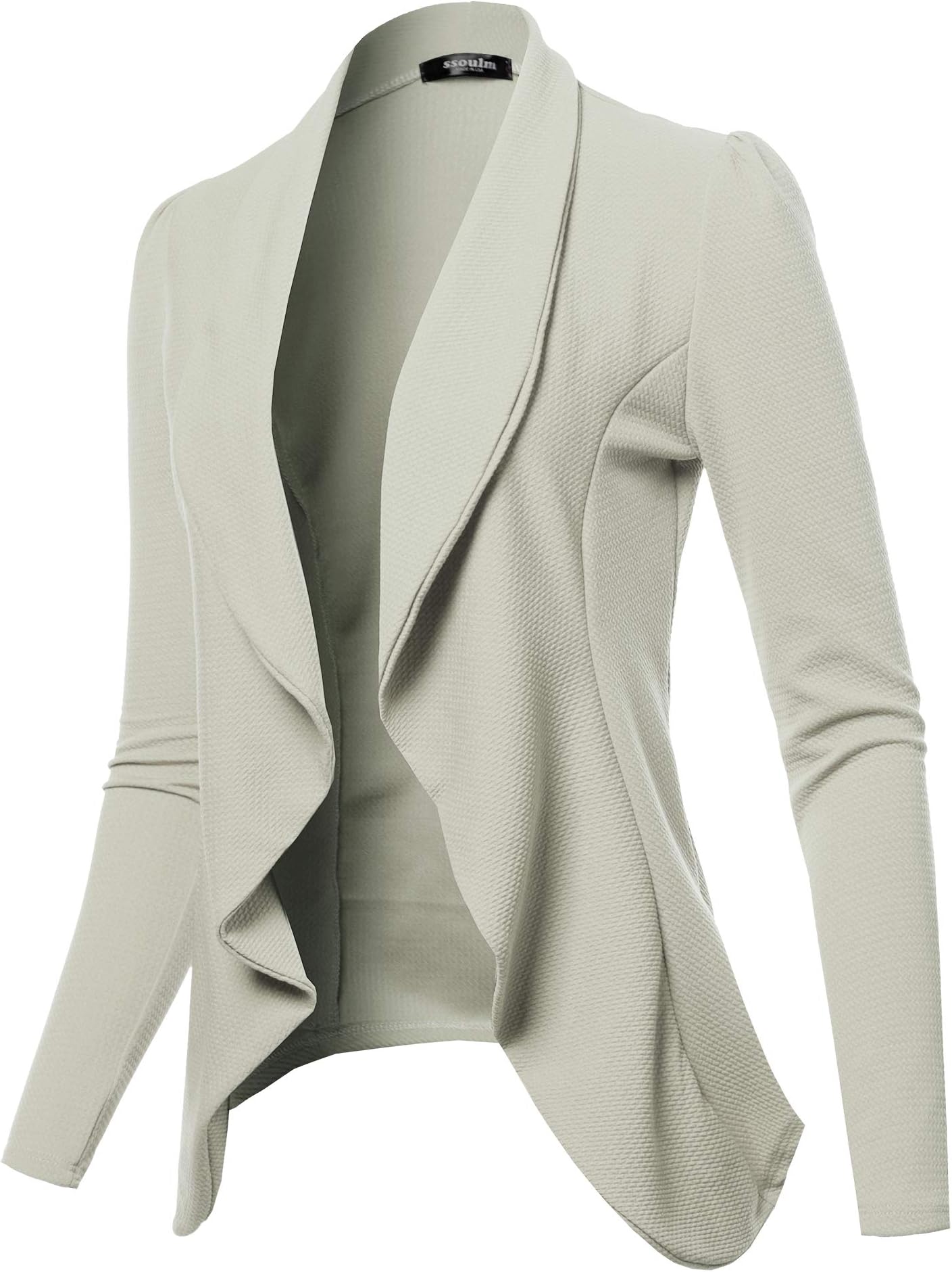 SSOULMWomen's Long Sleeve Classic Draped Open Front Lightweight Blazer with Plus Size