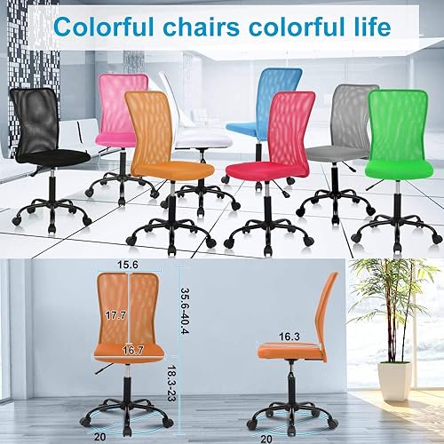 Miniatura 2 de Silla de oficina en casa, silla de computadora, silla de malla con respaldo medio, silla de escritorio, altura ajustable, silla de tarea pequeña,