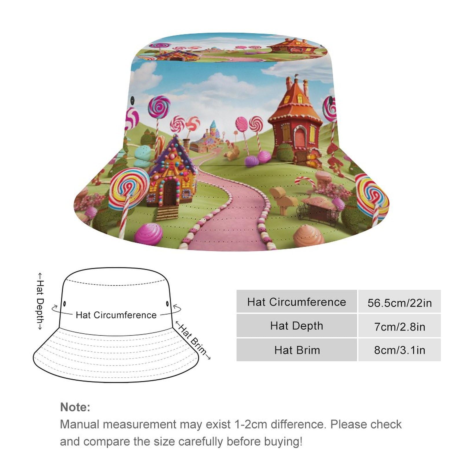 Candy Land Bucket Hat Beach Travel Sun Hat Sun UV Protection Fishing Hat Hiking Hat Unisex Fisherman Hat