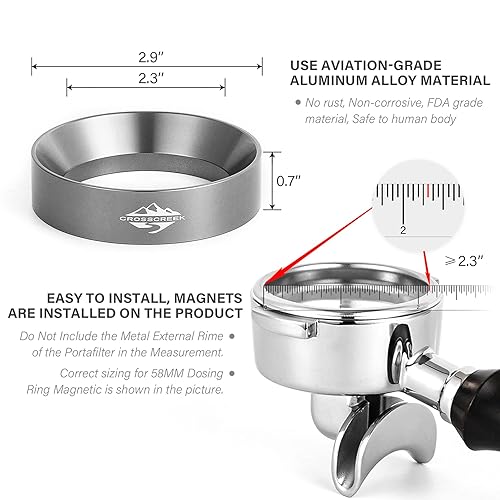Miniatura 6 de CrossCreek Embudo dosificador de espresso de 2.283 in | Se adapta a todos los portafiltros de espresso de 2.283 in | Breville/Rancilio/La