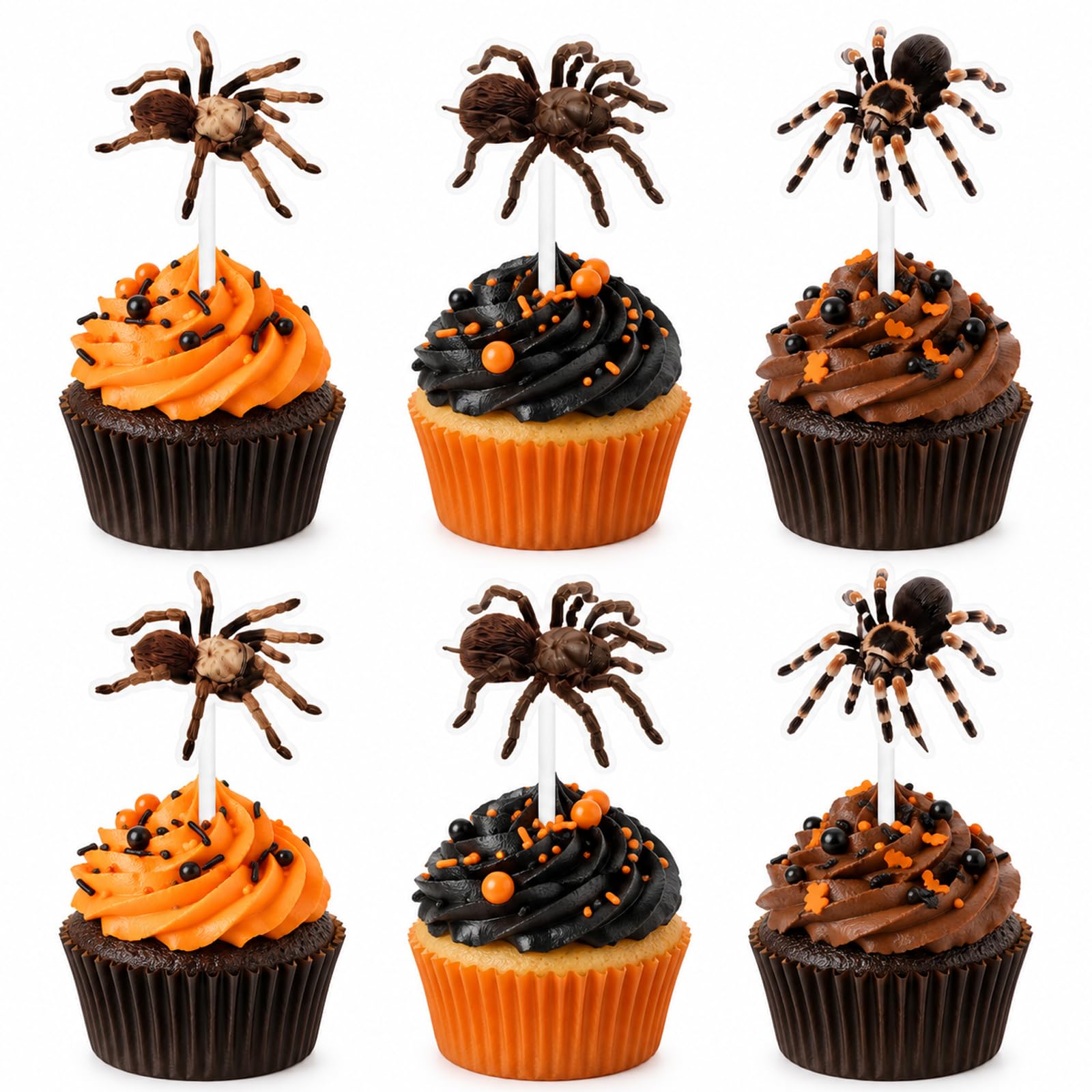 ALLAVA Halloween Cupcake Toppers, 24 Piece Spider Cake Toppers, Paper Picks