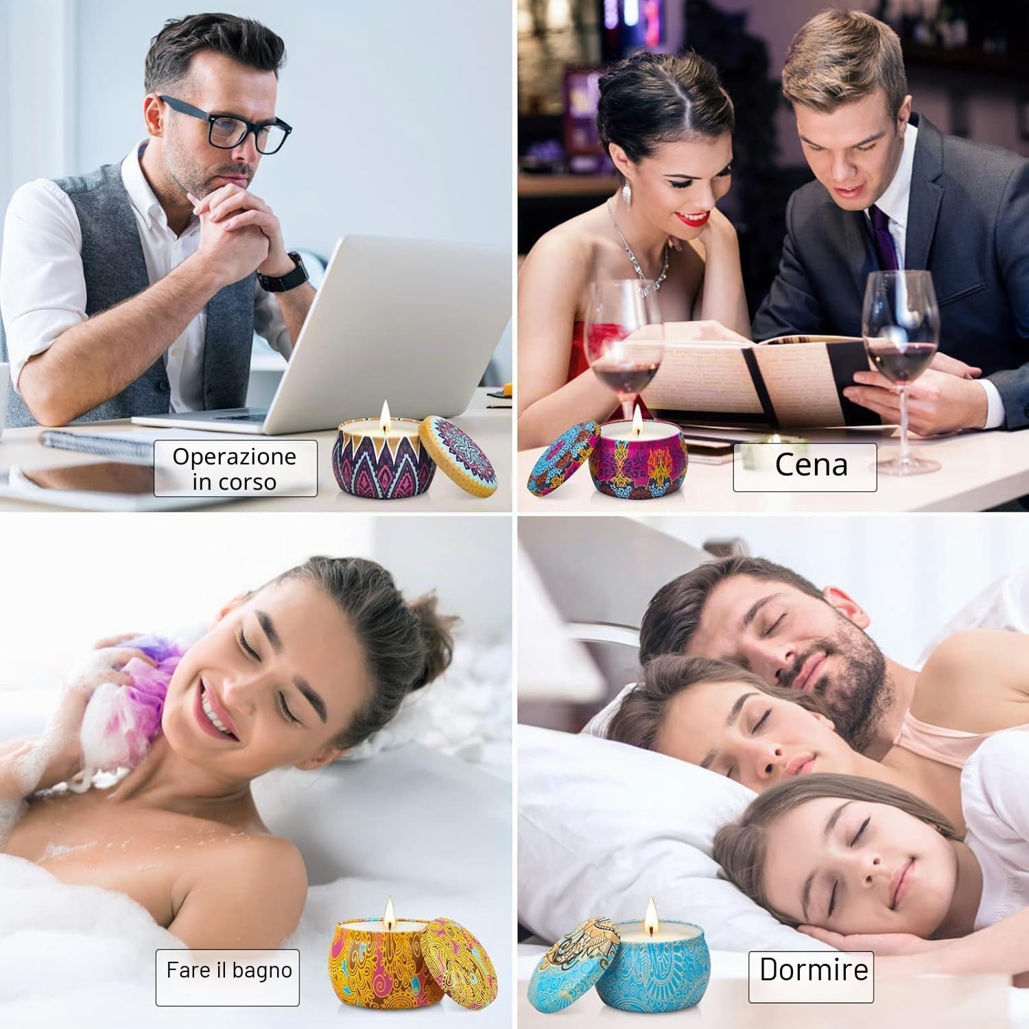 CREASHINE Candele Profumate Regalo 4 * 5,6 Oz Set Decorative,Regalo Donna,Cera di Soia Naturale Regali Natale/San Valentino/Nozze/Mamma/Anniversario/Compleanno