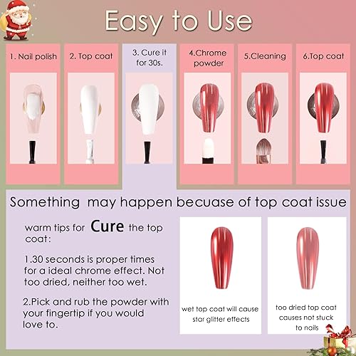 Miniatura 5 de Allstarry Polvo de uñas cromado, 2 unidades, efecto espejo metálico, purpurina esmaltada, decoración de manicura, pigmento reflectante para esmalte