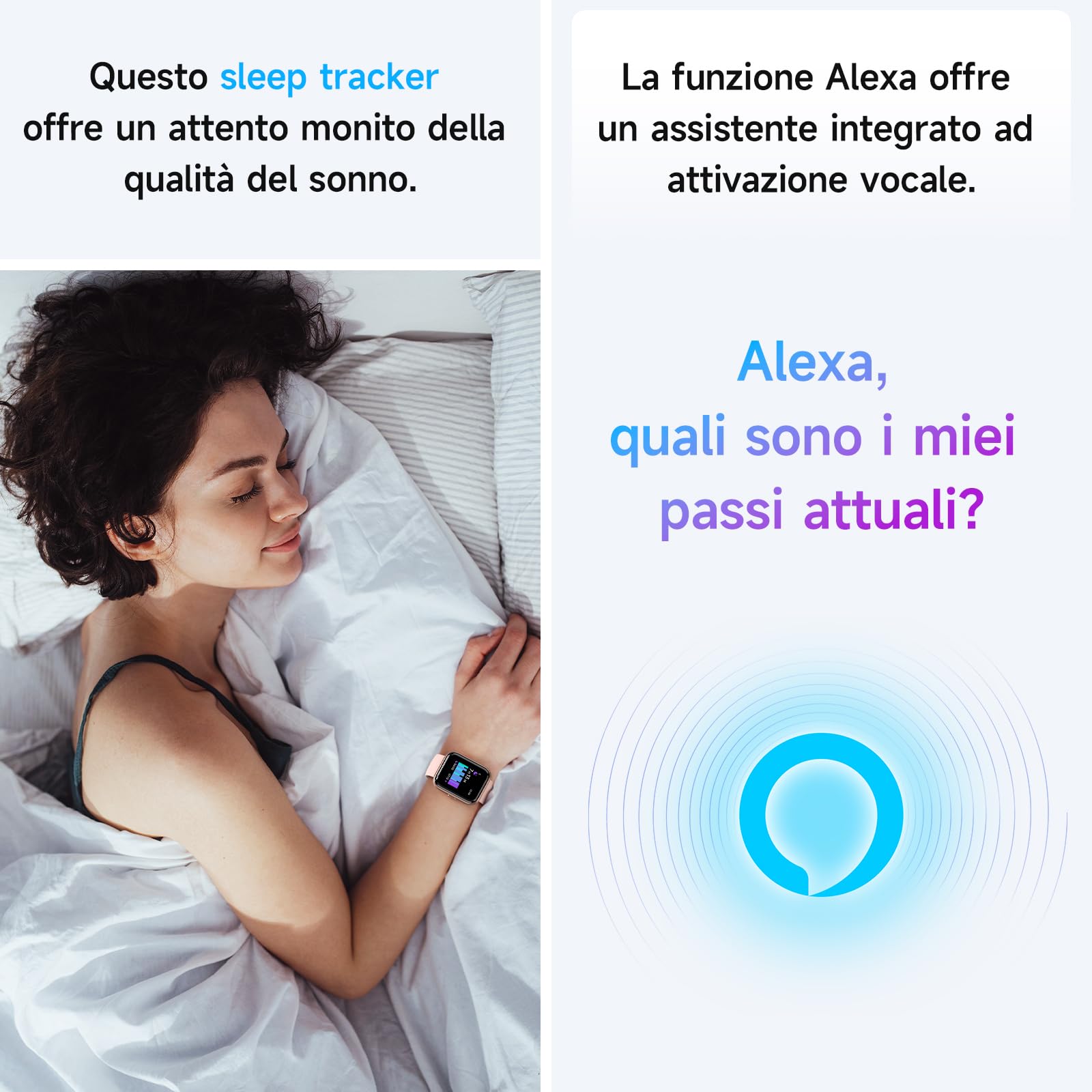 Smartwatch Uomo Donna con Chiamate Bluetooth, Alexa Integrato, 1.8” Orologio Smartwatch con 100 Sportive/Cardiofrequenzimetro/Sonno/SpO2, Impermeabil IP68 Fitness Tracker per iOS Android Regalo, Rosa