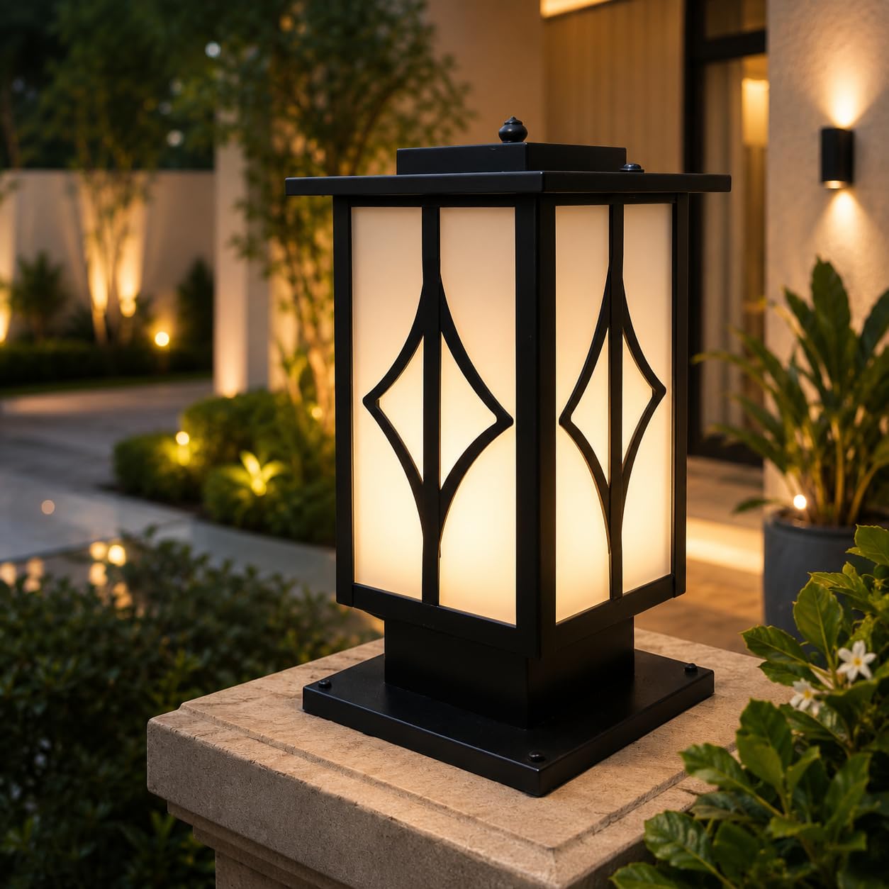 JENSI Main Gate Light Waterproof Outdoor Gate Light Modern Style|Unbreakable PVC Shade Garden Pillar Boundary Lamp|Rust Resistance|Bulb Not Included| (Glam)-image-25