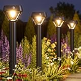 XMCOSY+ Smart Solar Pathway Lights, Bluetooth APP Control with Motion Sensor, 150LM RGBCW Color Changing Landscape Lighting for Yard, Garage, Garden, Lawn, IP65 Waterproof, 2 Pack
