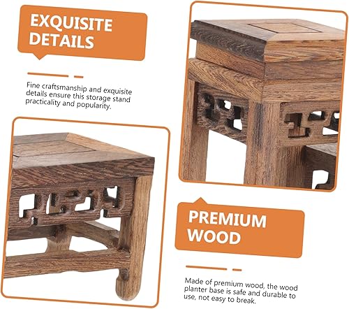Miniatura 8 de DOITOOL Soporte de madera para plantas retro, soporte para macetas de jardín, para bonsái, base resistente para decoración del hogar, exhibiciones