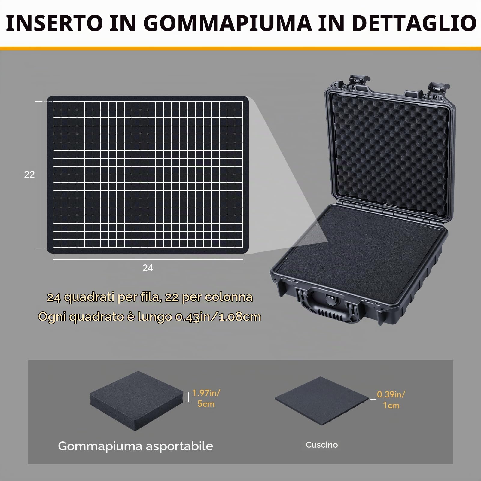 Lykus HC-2811 Custodia/Valigia/Case rigida impermeabile con schiuma personalizzabile, Dimensioni interne 28,4x26,3x8,7 cm, Adatto per piccoli oggetti