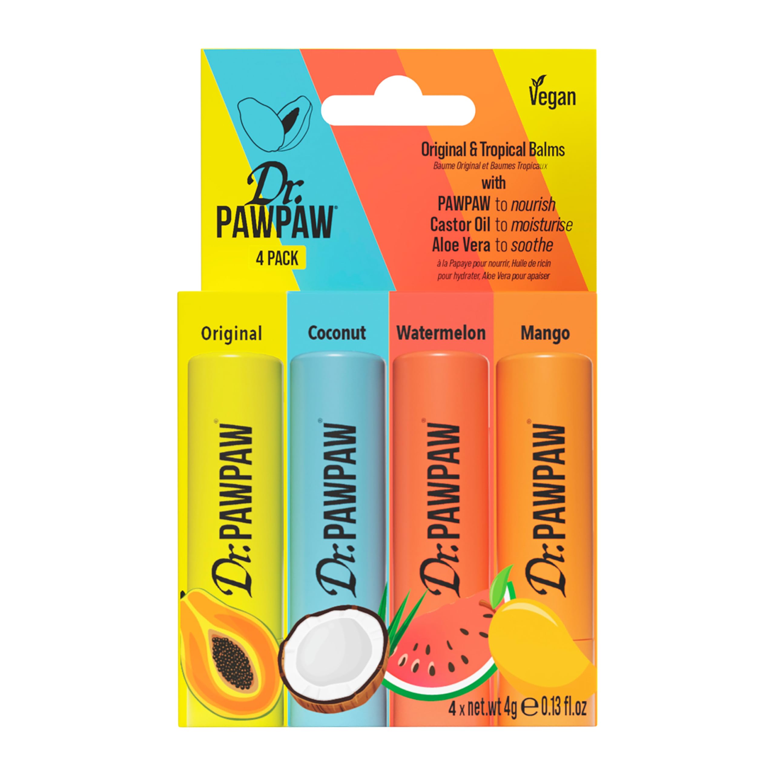 Dr.PAWPAW Original and Tropical Balm 4-Piece Variety Pack 4 x 4g