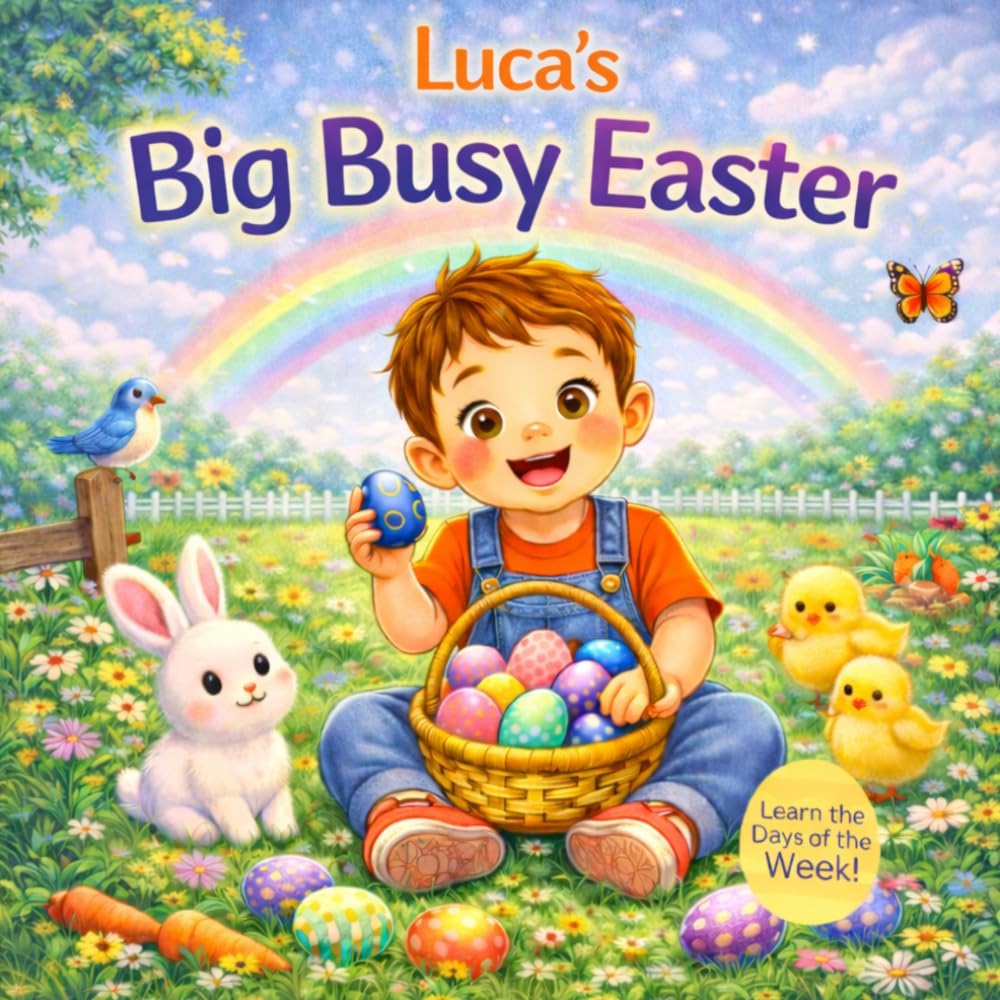 Luca’s Big Busy Easter – Learn the Days of the Week: A Personalized Easter Adventure for Toddlers | Eggs, Bunnies, Baking and Spring Fun for Kids ... Hearts Personalized Baby Book Series (LUCA))