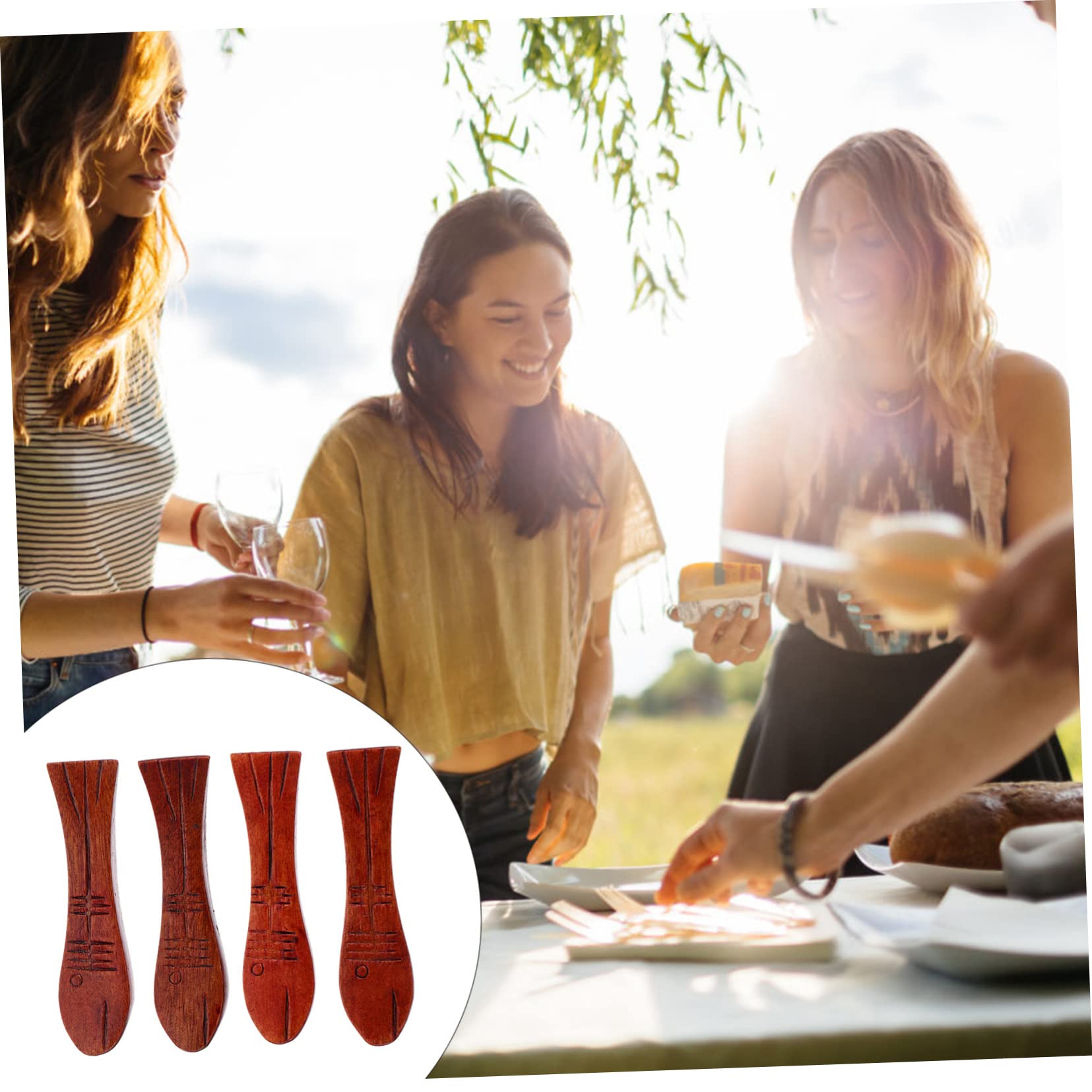 CONGARTENO 4pcs Chopstick Rest Chopsticks Holder Chopsticks Rest Chopstick Stands Chopstick Holder Dinner Fork Holder Chopstick and Spoon Rest Korean Chopsticks Dinner Spoon Stand Wood Brown