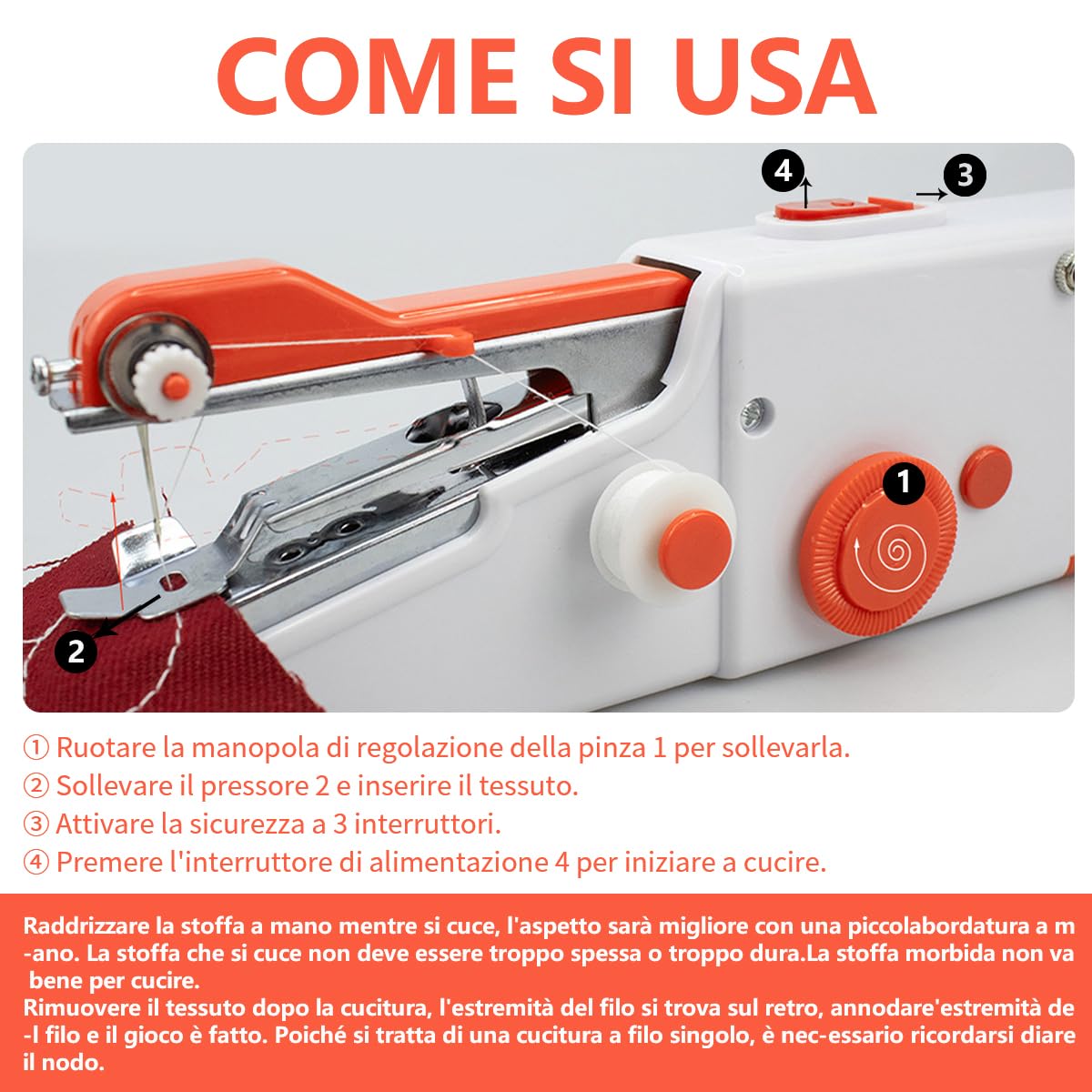 Macchina Da Cucire Elettronica Portatile Con 38 Punti, Tavolo Estendibile E Kit Completo – Doppia Velocità (350-400 SPM), Per Riparazioni E Progetti Fai Da Te