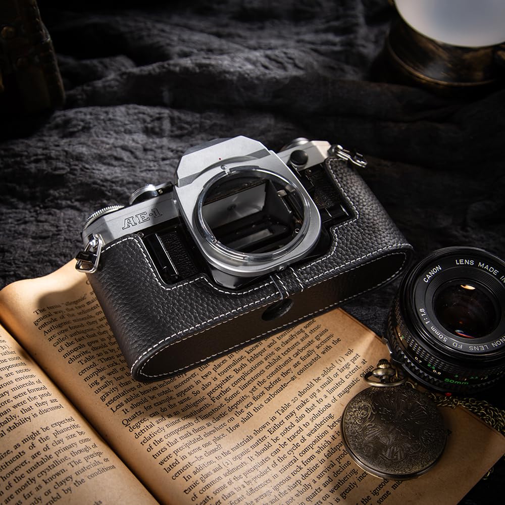 Amazon.co.jp: CANON AE-1 専用 レトロな本革（牛革）手作りのハーフ