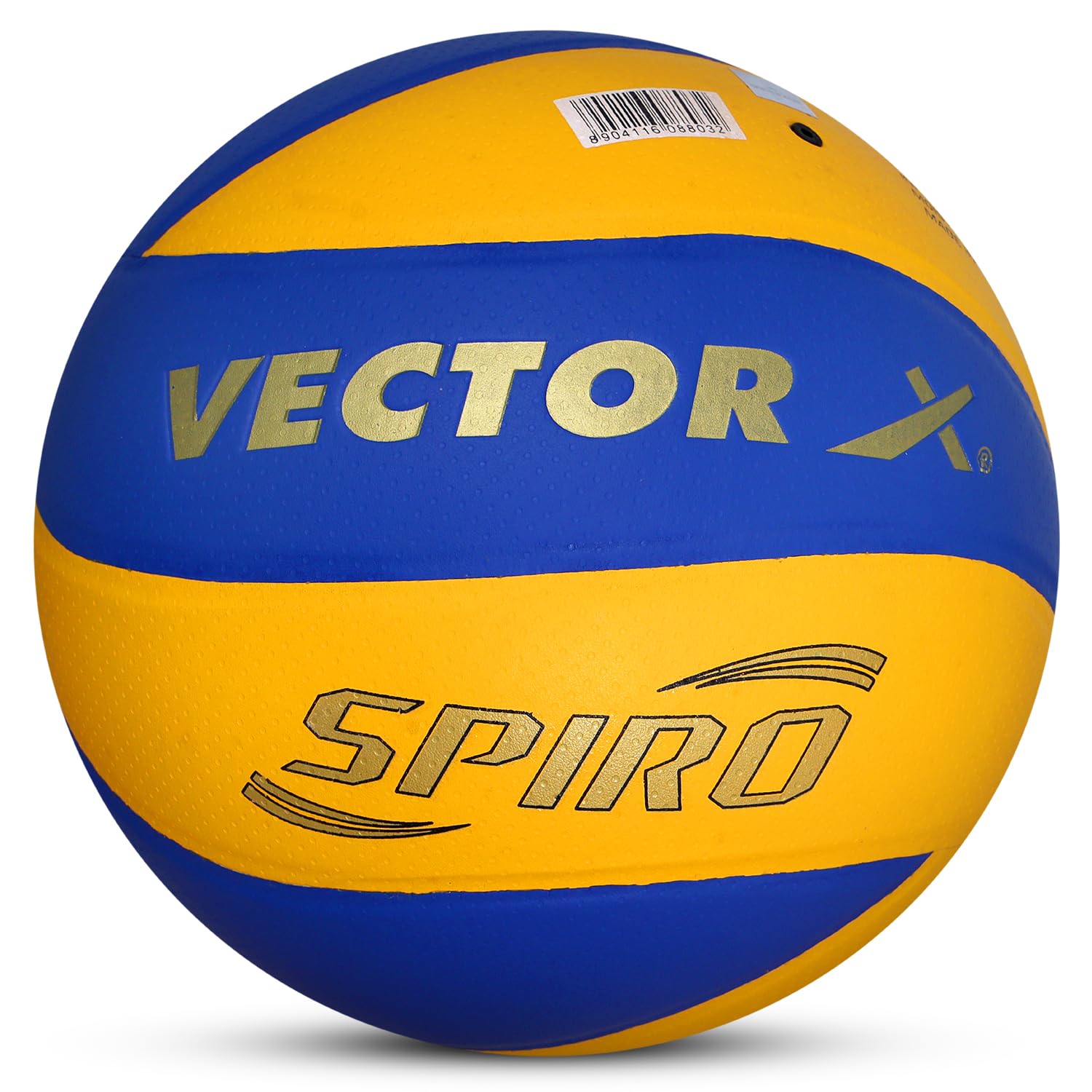 Vector X 18 Panel Spiro PU Pasted Indoor/Outdoor Volleyball with Butyl Bladder, Blue-Yellow, Size: 4 (Suitable for Practice/Match/Beach)
