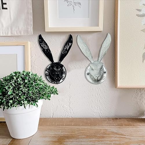 Miniatura 2 de Gancho de pared de conejo de hierro fundido, ganchos de liebre, conejo de latón viejo, animal salvaje, entrada de pared, gancho para llavero, hierro