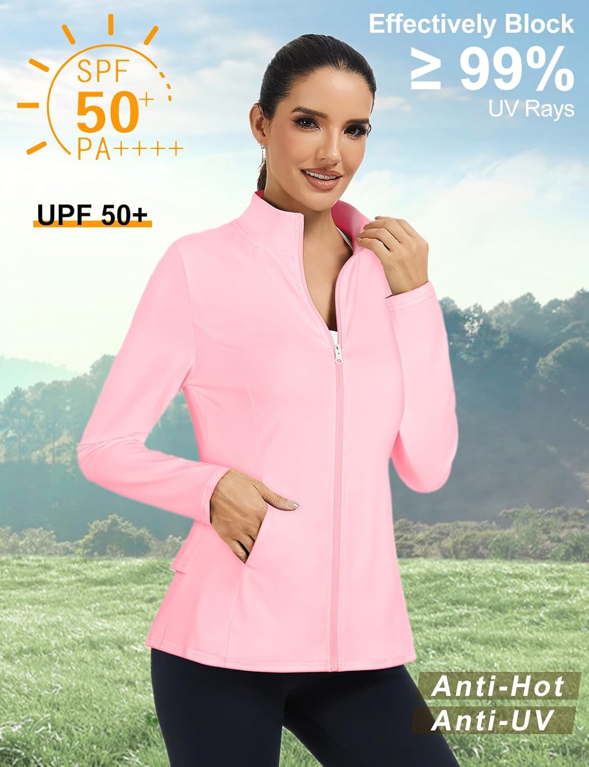 LURANEE Women's Golf Athletic Jackets with Pleated Tennis Skirt Hem Lightweight Full Zip Long Sleeve Shirts with Pockets - Image 4