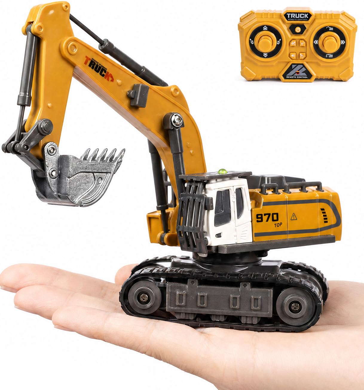 11-Kanal Mini RC Bagger, Ferngesteuerter Bagger für Erwachsene, Metallschaufel aus Legierung, Type-C wiederaufladbar, Baustellenfahrzeug-Spielzeug für Jungen ab 3 Jahren
