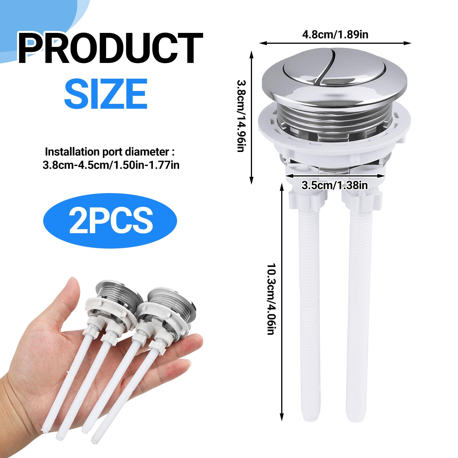 BOUTON POUSSOIR DE remplacement double réservoir de toilette compatible BOUTON POUSSOIR DE remplacement double réservoir de toilette compatible