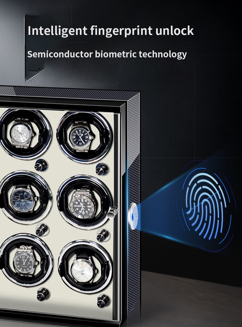 Rotomat do zegarków automatycznych, drewno, cichy silnik, oświetlenie LED