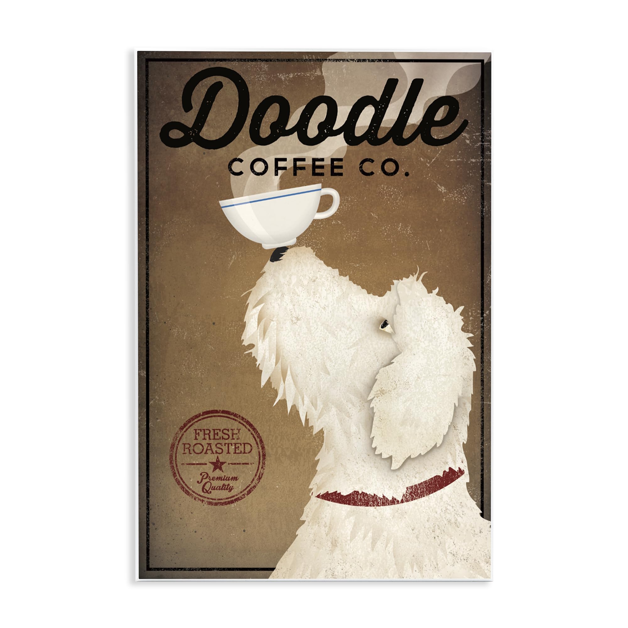 Vintage Coffee Dog Diner Sign, 10 x 15 Inch Mounted Print on Wall Plaque